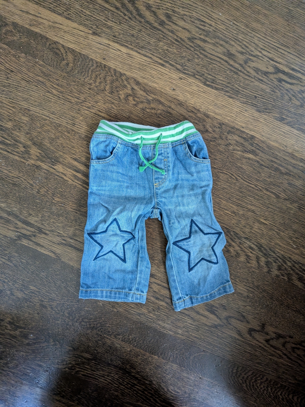 Baby Boden Mini Boden Star Knee Jeans 12-18M 2013 Denim Green Stripe